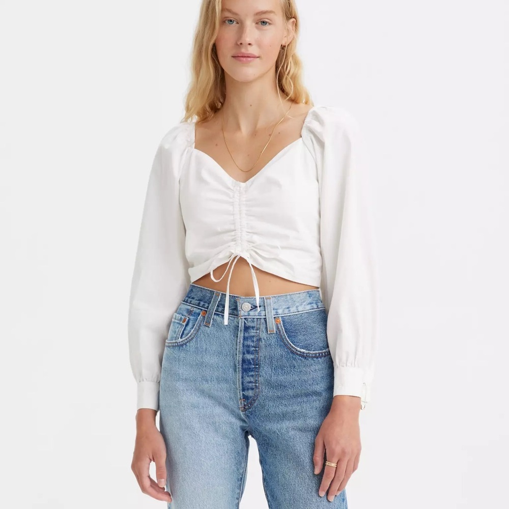 Levi's Off-White Ruched Blouse